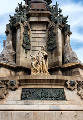 Fototapeta na wymiar Detailfoto, Der Mirador de Colom , Sockel am Columbusdenkmal, Barcelona, Katalonien, Spanien