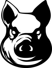Pig head mascot. Swine logo. Hog illustration.