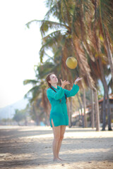 woman running on the beach