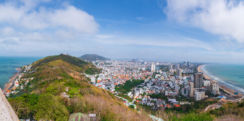 Vung Tau is a famous coastal city in the South of Vietnam. Vung Tau city aerial view in the morning, Vung Tau is the capital of the province since the province's founding. Travel concept