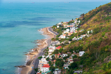 Vung Tau is a famous coastal city in the South of Vietnam. Vung Tau city aerial view in the morning, Vung Tau is the capital of the province since the province's founding. Travel concept