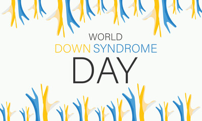 World Down Syndrome Day. Web Banner, Poster or Card. Blue and Yellow Ribbon. Symbol of genetic illness.