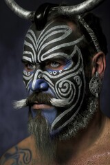 Fierce warrior with warpaint.