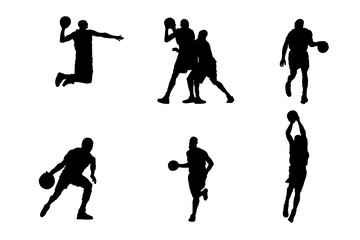Fototapeta na wymiar Set of silhouettes of basketball players vector design