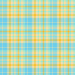 Seamless pattern in gentle blue and light and dark yellow colors for plaid, fabric, textile, clothes, tablecloth and other things. Vector image.
