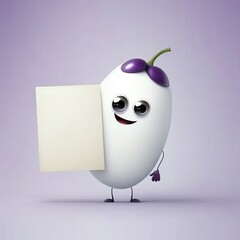 eggplant with a blank sign illustration
