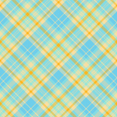 Seamless pattern in gentle blue and light and dark yellow colors for plaid, fabric, textile, clothes, tablecloth and other things. Vector image. 2