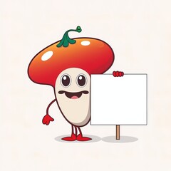 mushroom with a blank sign illustration
