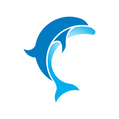 Flying blue dolphin logo template