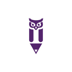 pencil shaped owl abstract education logo design