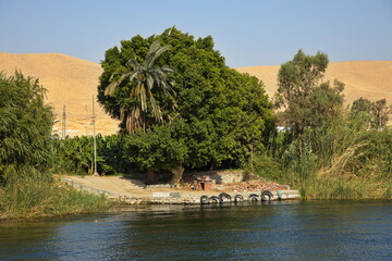 Jetty at the village Al Kilabiyyah at Nile, Egypt, Africa
