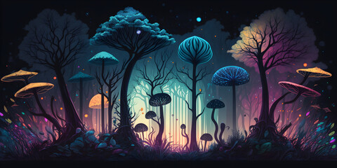 Fototapeta premium fantasy cosmic forest. generative ai