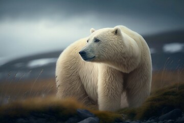 Fototapeta na wymiar Polar bear walking. Generative AI