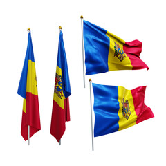 3d rendering europe moldova flag fluttering and no fluttering