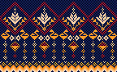 Geometric ethnic pattern, Vector embroidery ethnic background, Pixel diagonal ornate style, Orange and red pattern chevron surface, Design for textile, fabric, ceramic, tile, blankets