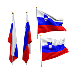 3d rendering central europe slovenia flag fluttering and no fluttering