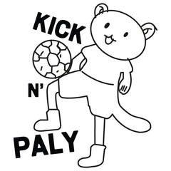 Hand drawn tiger playing soccer for t shirt design