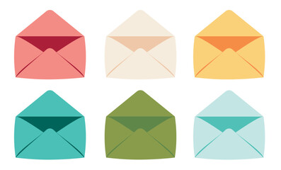 Set of bright isolated envelopes. Vector mail envelopes