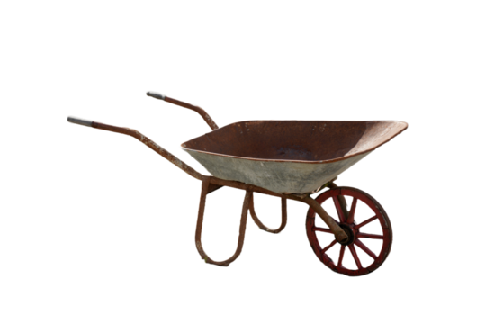 old wheelbarrow isolated on white
