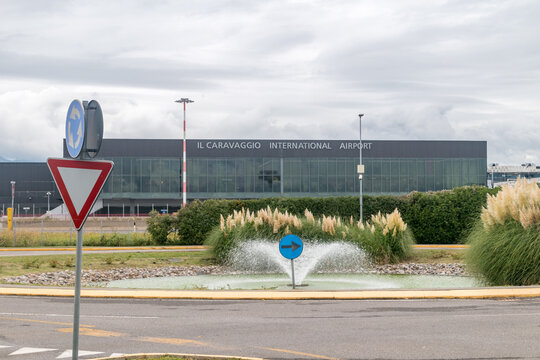 Azzano San Paolo, Province of Bergamo, Italy - September 30, 2022: Orio al Serio International Airport Milan Bergamo Airport (IATA: BGY, ICAO: LIME).