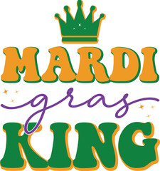 Mardi Gras Vector Design for Sublimation Print . Cute Colorful Typographic Illustration for Print on Demand Business. Ready to Print elements for T-Shirt and other Clothing.