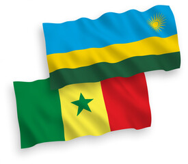 Flags of Republic of Senegal and Republic of Rwanda on a white background