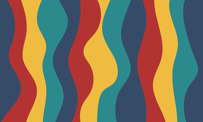 Trendy vector background in retro 70s,60s style. Abstract horizontal background with waves.