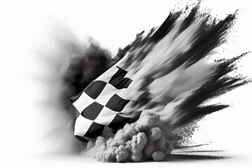 Finish flag powder explosion on white background