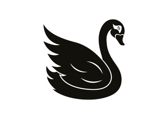 Black Swan Clipart Vector Flat Design Isolated On white Background. Black Swan Icon