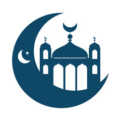crescent moon with mosque