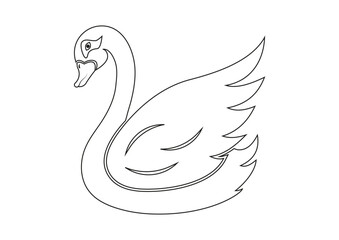 Fototapeta na wymiar Coloring Page Of Swan Cartoon Character
