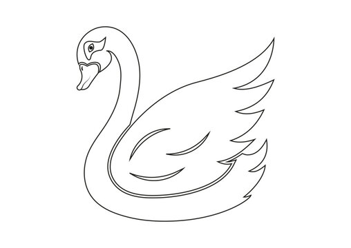 Coloring Page Of Swan Cartoon Character