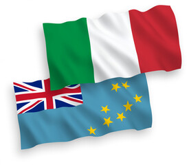 Flags of Italy and Tuvalu on a white background
