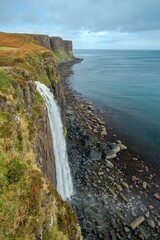 waterfall falling into the sea