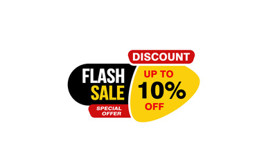 10 Percent FLASH SALE offer, clearance, promotion banner layout with sticker style. 
