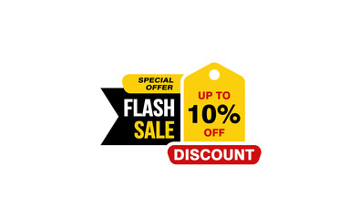 10 Percent FLASH SALE offer, clearance, promotion banner layout with sticker style. 
