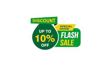 10 Percent FLASH SALE offer, clearance, promotion banner layout with sticker style. 
