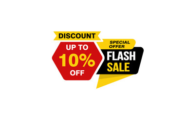10 Percent FLASH SALE offer, clearance, promotion banner layout with sticker style. 
