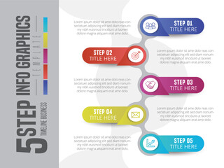 Abstract infographic showing the 5 point process of a business plan timeline For presentations and posters. Vector illustration.