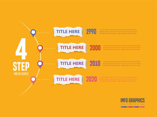 Abstract infographic showing the 4 point process of a business plan timeline For presentations and posters. Vector illustration.
