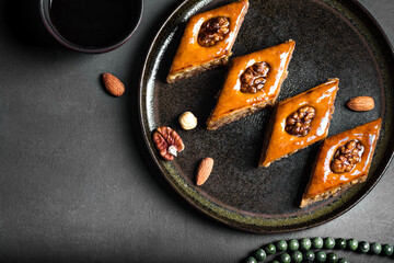 Baklava with honey and walnuts