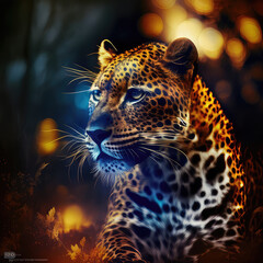 Fototapeta na wymiar leopard with blurred background. Ia generative.