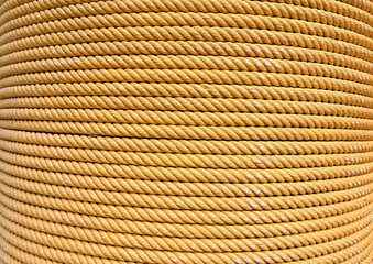 Closeup of Golden Rope Frame texture pattern background for design and decoration.