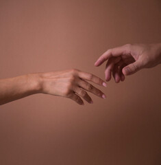 two hands holding each other. Couple in hands. Sensual. Idea. Hope. 