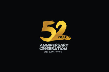 52nd, 52 years, 52 year anniversary celebration abstract style logotype. anniversary with gold color isolated on black background, vector design for celebration vector