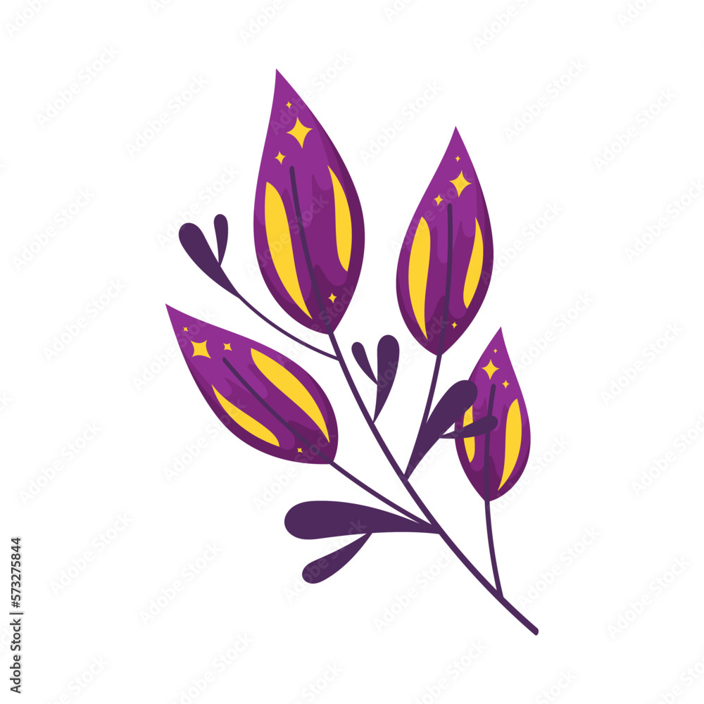 Sticker purple branch with leafs