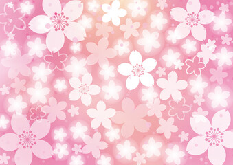 満開の花吹雪　ピンク