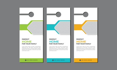 Corporate Business Door Hanger Layout Vector Premium Set. Vector illustration, corporate door hanger design.
