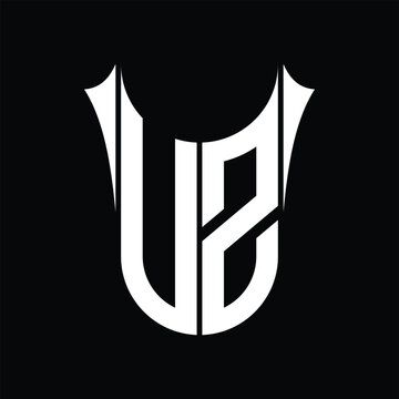 UZ Logo monogram shield sharp half round shape images design template