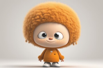 Obraz premium a cute adorable cartoon character generative ai Illustration isolated on a solid background with a studio set up light in a children-friendly cartoon style 